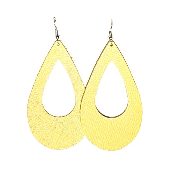 Real Genuine Leather Earrings - ButterCream Yellow - Picture 1 of 2